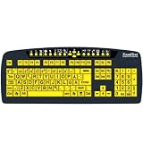 Zoom Text Large Print Keyboard Yellow Keys with Black Print