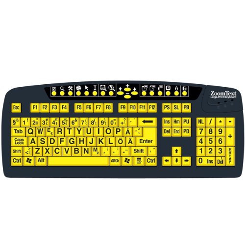 Zoom Text Large Print Keyboard Yellow Keys with Black Print Zoom Text Large Print Keyboard Yellow Keys with Black Print