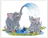 Jungle Art Collection - Elephants - Childrens Wall Art, Kids Wall Art, Nursery Wall Art