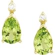 14K Yellow Gold Peridot and Diamond Earrings