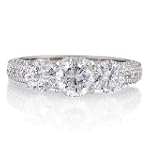 Sterling Silver 925 Round Cubic Zirconia CZ 3-Stone Ring - Women's Engagement Wedding Ring