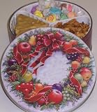 Scott's Cakes Taffy, Peanut Brittle, and Sassy Peanut Combo in a Christmas Wreath Tin
