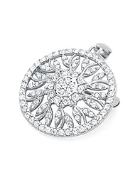 Diamoni Collection 0.4 Carat Simulated Diamond Round Pendant & Brooch Platium Plated Sterling Silver
