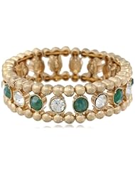 NINE WEST VINTAGE AMERICA "Bejeweled Bracelets" Gold-Tone, Green Stretch Bracelet, 2.5"