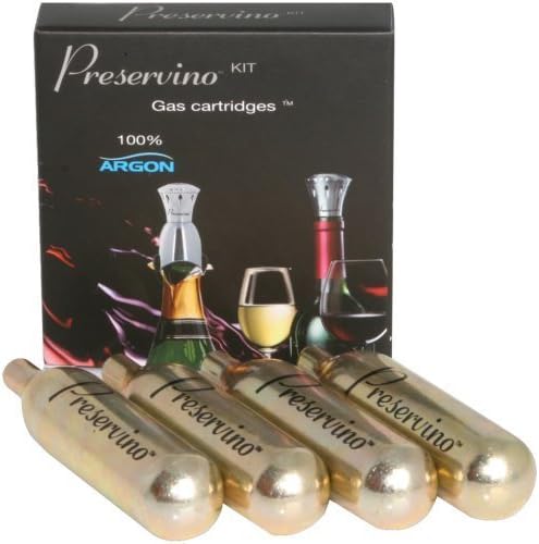 1 - Argon Cartridges, 4 pk, Includes 4 argon gas cartridges for use with all of Preservino(R)/PEK's wine preservation systems, Each cartridge contains high-purity argon gas, PWS-G by PRESERVINO