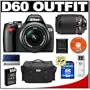 Nikon D60 Digital SLR Camera with 18-55mm AF-S VR Zoom Lens + Nikon 55-200mm AF-S VR Zoom Lens + 4GB SD Card + EN-EL9 Battery + Case + Cameta Bonus Accessory Kit
