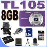 Cheap Samsung TL105 12.2MP Digital Camera w/4x Optical Zoom (Purple) BigVALUEInc Accessory Saver 8GB Battery Bundle