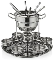 Gourmet Standard 2 Quart Stainless Steel Lazy Susan Fondue Set - FDLS11015