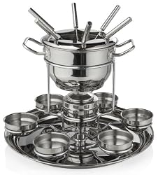 Gourmet Standard 2 Quart Stainless Steel Lazy Susan Fondue Set - FDLS11015