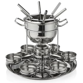 Gourmet Standard 2 Quart Stainless Steel Lazy Susan Fondue Set - FDLS11015 by Gourmet Standard