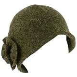 100% Wool Winter Cloche Crushable Foldable Bucket Flower Church Hat Cap Charcoal Gray M/L