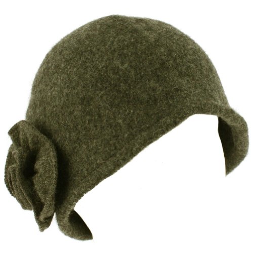 100% Wool Winter Cloche Crushable Foldable Bucket Flower Church Hat Cap Charcoal Gray M/L