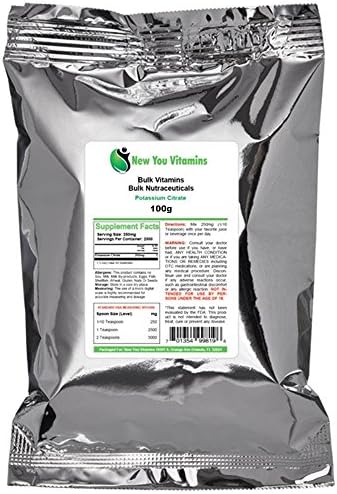 Potassium Citrate Powder By New You Bulk Vitamins 100% Pure Bulk Potassium Citrate Powder 100g (100 grams) 3.5oz (3.5 ounces)