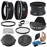 Professional Kit for PANASONIC Lumix DMC-LX5 and LEICA D-Lux 5 - Includes: 0.45x Wide Angle (w/ Macro Portion) and 2.0x Telephoto High Definition Lenses + 52MM Aluminum Lens Adapter Tube + Auto Lens Cap + UV and Polarizer Filter + Tulip Flower Lens Hood + Center Pinch Lens Cap + Lens Cap Keeper Holder + Deluxe Cleaning Kit + Premium Goja Microfiber Cleaning Cloth