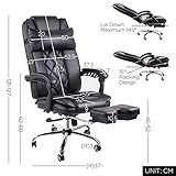 BTM Luxus Hohe Rückenlehne Fernsehsessel und Fußhocker Computer Boss Chefsessel Kunstleder Bürostuhl schwarz - 6