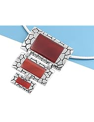 Sterling Silver 55mm Rectangular Carnelian Pendant