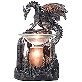Mythical Winged Dragon Guarding Castle Electric Oil Warmer or Wax Tart Burner for Decorative Medieval & Gothic Decor Statues and Figurines As Aromatherapy Essential Scented Oil Gifts for Dragon Lovers