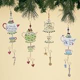 SohoDecor Tender Tiding Xmas Tree Ornament - Xmas Tea Time , Set of 4