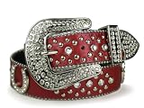 Ladies Western Rhinestone Silver Circle Studs and Horseshoes Decoration Genuine Leather Belt