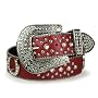 Ladies Western Rhinestone Silver Circle Studs and Horseshoes Decoration Genuine Leather Belt