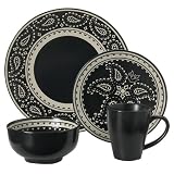 16-pc. Paisley Dinnerware Set - Black by Tabletops Unlimited Inc