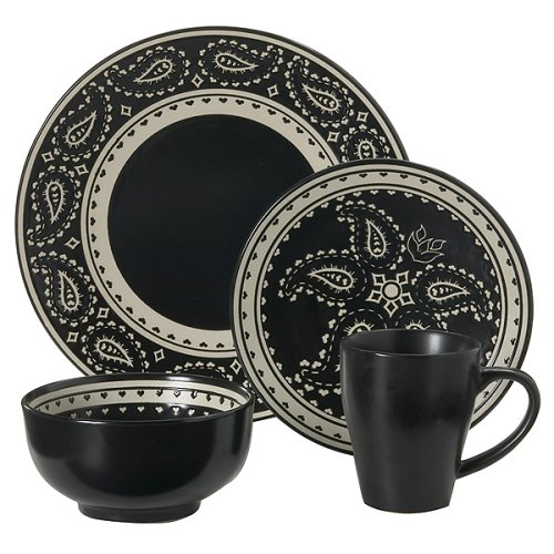 16-pc. Paisley Dinnerware Set - Black by Tabletops Unlimited Inc