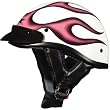 AFX Flame Adult FX-70 Harley Touring Motorcycle Helmet w/ Free B&F Heart Sticker - White/Pink
