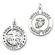 Sterling Silver Antiqued Saint Michael Marine Corp Medal