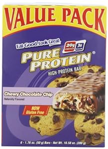 Pure Protein Chewy Chocolate Chip Value Pack, 6-1.76 oz. Bars (Pack of 2)