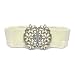 ON SALES!Lady Waist Wide Elastic Fashion Belt Features Diamond Flower Detail - White