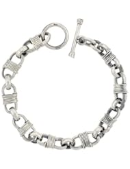 Sterling Silver Bullet Chain Link Bracelet Toggle Clasp Handmade 3/8 inch wide, sizes 8, 8.5 & 9 inch