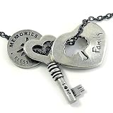 We Are Family Story Necklace with Pewter Heart, Key and Blessing Ring Charms, 22″ chain