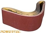 POWERTEC 111420 6-Inch x 48-Inch 180 Grit Aluminum Oxide Sanding Belt, 10-Pack [並行輸入品]
