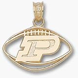 Alabama Crimson Tide Script Pierced A Football Pendant - 14KT Gold Jewelry