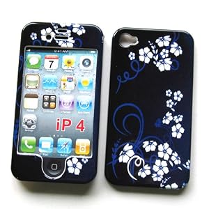 Apple iPhone 4 & 4S Snap-on Protector Hard Case Image Cover \”Midnight Flowers\” Design