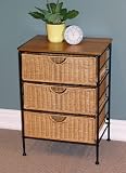 CD / DVD Metal and Wicker 3 Drawer Accent Storage Piece