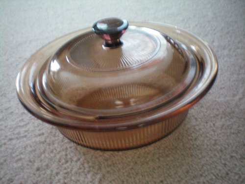 Amber Vision 24 oz. 750 ml Round Casserole w/ Lid