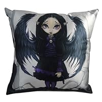Purple Paper Hearts Fairy Pillow by Jasmine Becket Griffith 14 1/2' x 14 1/2'