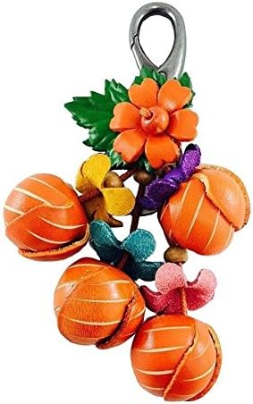 Meedy Flower Keychain leather handmade (handmade) constructed from leather quality premium. (Orange)