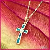 14K Australian Opal & Diamond Religious Cross Pendant