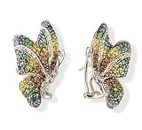 14k White Gold Multi Sapphire & Diamond Butterfly Earrings thumbnail