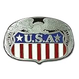 United States American Flag Pewter Belt Buckle