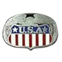 United States American Flag Pewter Belt Buckle