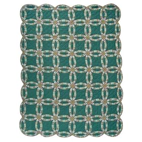 Quilt Twin Green Double Wedding Ring