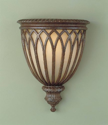 Murray Feiss WB1238BRB One-Light Stirling Castle Collection Wall Bracket, British Bronze with Antique Excavation Glass Shade
