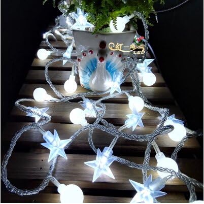 The Lights Flashing Light Stars Ball Lamp Bulb Decorative Lamp Room Romantic Outdoor LED Christmas Lights ( Color : White , Size : Battery-A )