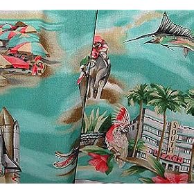 Buy Florida - Hawaiian Capri Pants in Mint and Denim by MauiShirts