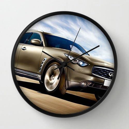 10" Diameter Wall Clock with Infiniti Fx(1) Black Frame Modern Design Watch Wall 10" Diameter Unique Wall Clocks