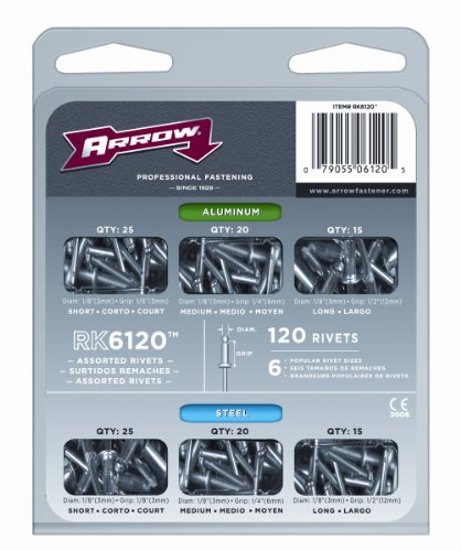 Arrow Fastener RK6120 Rivet Assortment Kit, 120-Pack