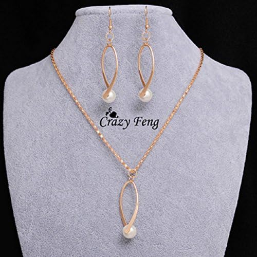 Pearl 18k Gold Filled Party Costume Jewelry Trendy Jewelry Sets Necklace Earrings for Women